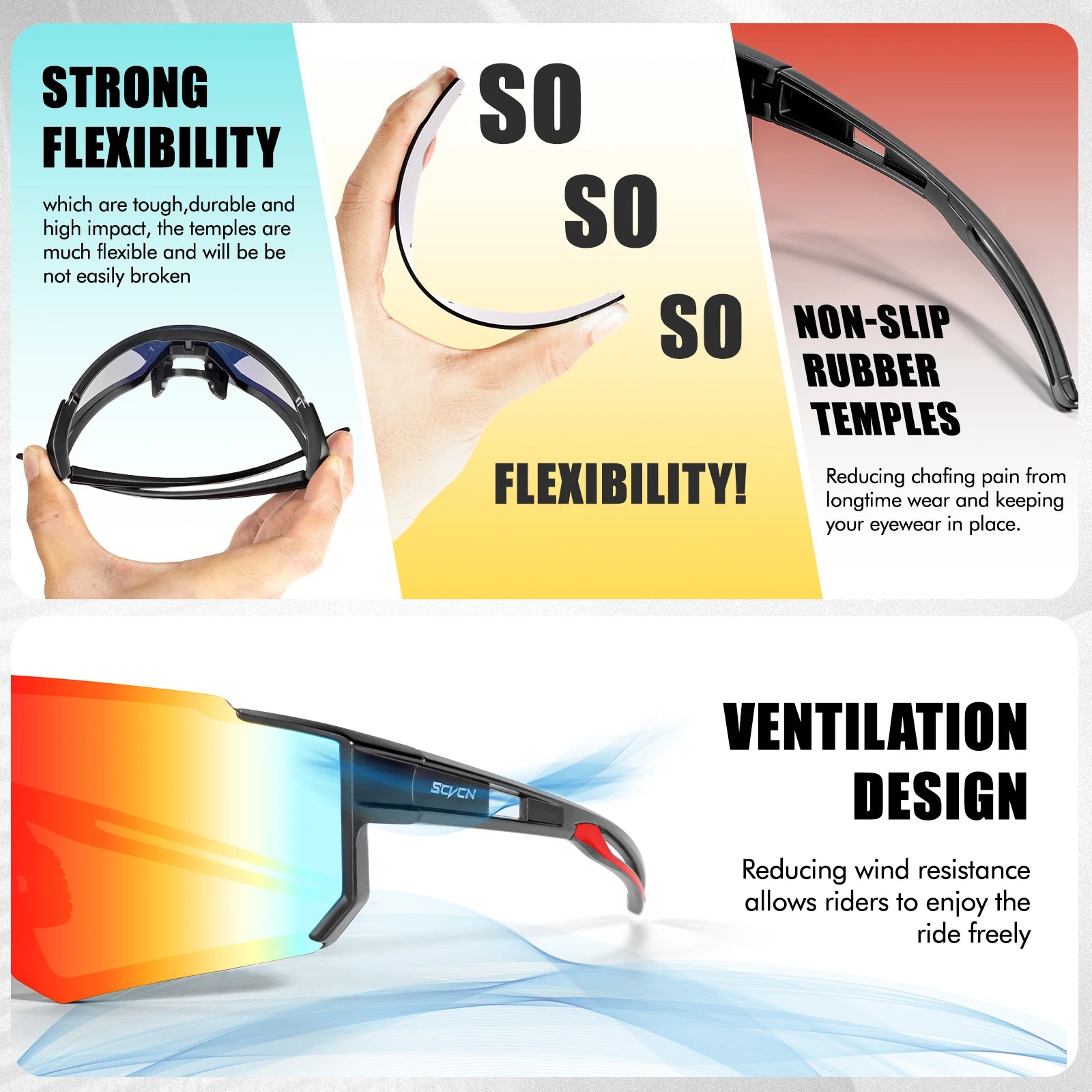 SCVCN New Outdoor Cycling Sunglasses Men Road Driving Bike Glasses  Sports Mountain Climbing Women Bicycle Cycling UV400 Goggles — image 5