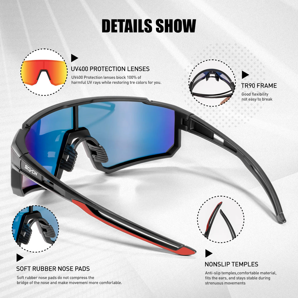 SCVCN New Outdoor Cycling Sunglasses Men Road Driving Bike Glasses  Sports Mountain Climbing Women Bicycle Cycling UV400 Goggles — image 6